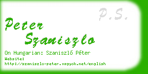 peter szaniszlo business card